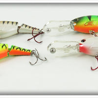 Cabela's Fisherman Series Fluorescent Green, White & Tiger Jointed Shad Lot Of Four