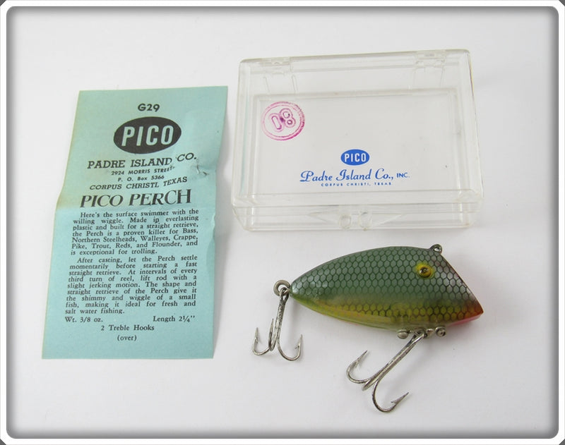 Vintage Padre Island Co Green Shad Pico Perch Lure In Box For Sale