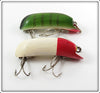 P&K Red Head White & Green Scale Bright Eyes Lure Pair