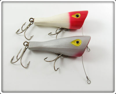 Vintage P&K Red Head White & Silver Walkie Talkie Lure Pair