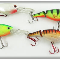 Flourscent Green, White & Tiger Jointed Minnow Lot Of Four