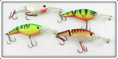 Flourscent Green, White & Tiger Jointed Minnow Lot Of Four