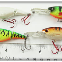 Cabela's Fisherman Series Fluorescent Green, White & Tiger Jointed Shad Lot Of Four