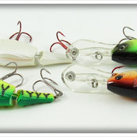 Cabela's Fisherman Series Fluorescent Green, White & Tiger Jointed Shad Lot Of Four