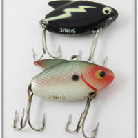 Vintage Heddon Shad & Black White Lightning Sonic Lure Pair