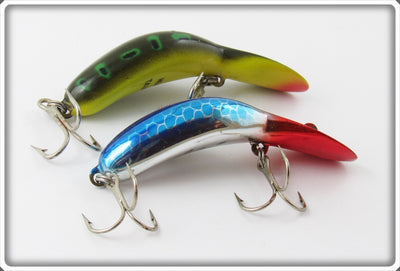 Vintage Heddon Blue Scale Chrome & Bullfrog Tadpolly Spook Lure