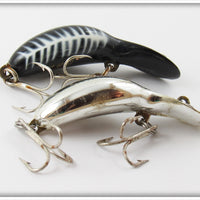 Vintage Heddon Chrome & Black Scale Tiny Tad Lure Pair