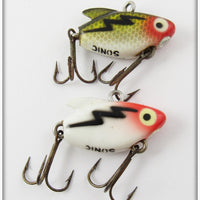 Vintage Heddon White Red Head & Perch Ultra Sonic Lure Pair