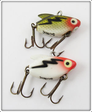 Vintage Heddon White Red Head & Perch Ultra Sonic Lure Pair