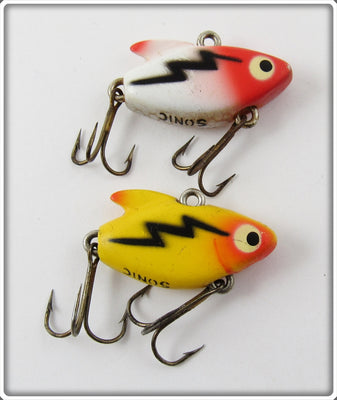 Vintage Heddon White Red Head & Yellow Ultra Sonic Lure Pair