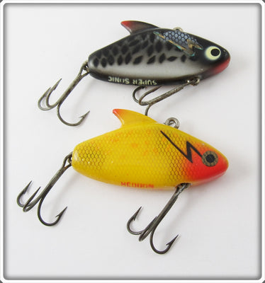 Vintage Heddon Black Crappie & Yellow Scale Super Sonic Lure Pair