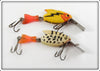 Vintage Heddon Yellow & Coachdog Firetail Sonic Lure Pair 