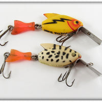 Vintage Heddon Yellow & Coachdog Firetail Sonic Lure Pair 