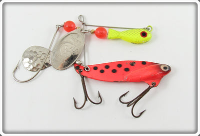 Vintage Heddon Yellow Hep & Orange Black Spots Sonar Pair