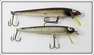 Vintage Heddon Gold Black Pal & Silver Black Wood Cobra Lure Pair