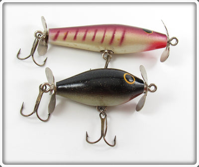 Vintage Hollenbach Purple Striped & Black Topwater Lure Pair 