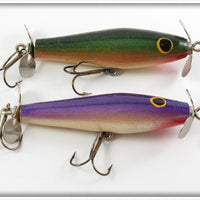 Vintage Hollenbach Purple & Green Topwater Lure Pair