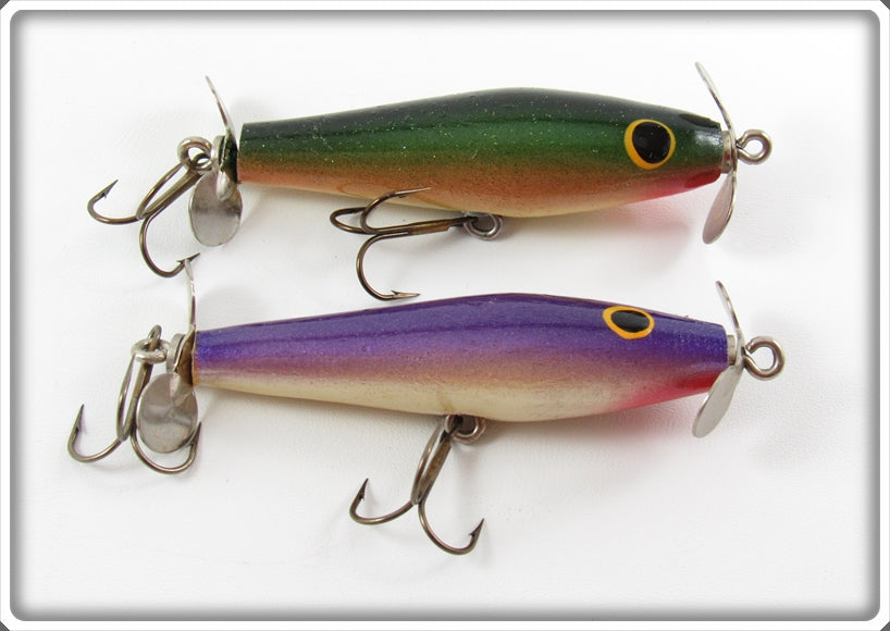 Vintage Hollenbach Purple & Green Topwater Lure Pair