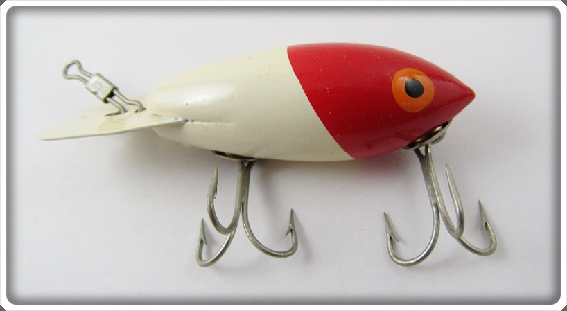 Vintage BOMBER FISHING LURE #304 Baby Bomber White Red Head w Box