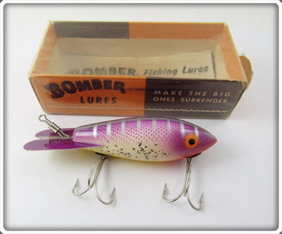 Vintage Bomber Bait Co Purple Back Silver Sparkle 671 In Correct Box