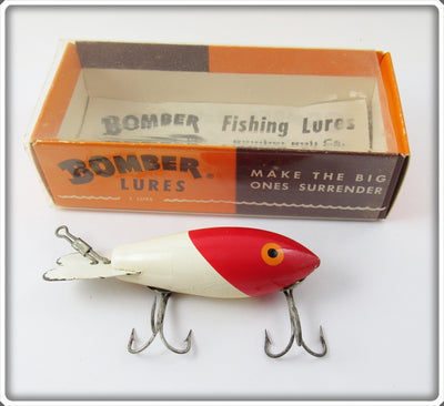 Vintage Bomber Bait Co Red Head White 404 Lure In 557 Box