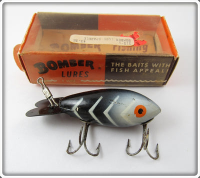 Vintage Bomber Bait Co Black White Ribs 314 Lure In 415 Box