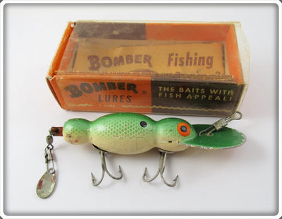 Vintage Bomber Bait Co Green Shad Water Dog Lure In Box