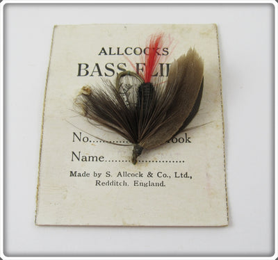 Vintage Allcocks Bass Flies Black Gnat Fly Rod Lure On Card