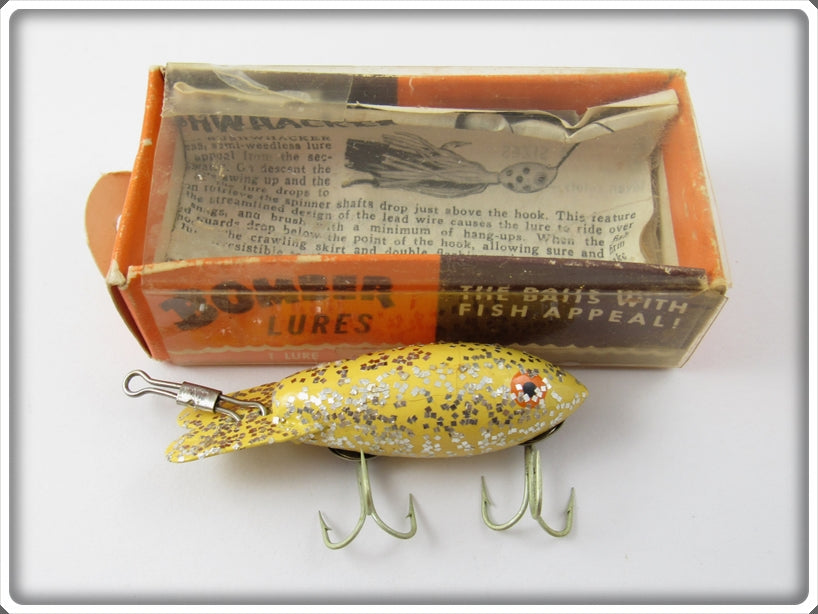 Vintage Bomber Bait Co Yellow Silver Flakes 219 Lure In Correct Box