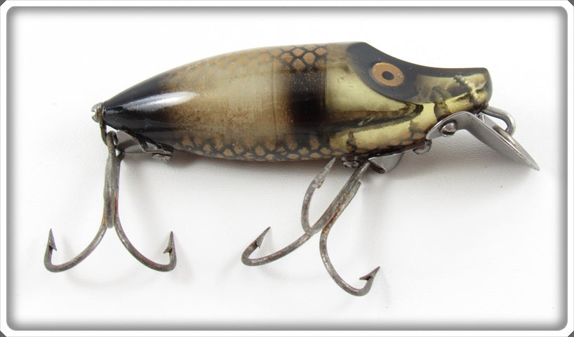 Vintage Heddon Fish Flash Gold & Black River Runt Lure 