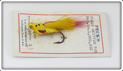 Vintage Peck's Yellow Flash Skitter Bug Fly Rod Lure On Card