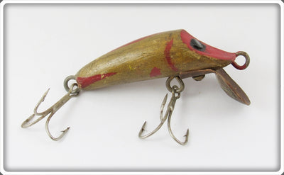 Vintage Folk Art Gold & Red Runt Type Lure 