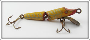 Vintage Folk Art Yellow Silver Ribs Jointed Vamp Type Lure