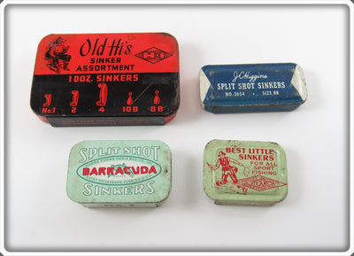 Horrocks & Ibbotson, Barracuda & JC Higgins Split Shot Tin Lot Of Four