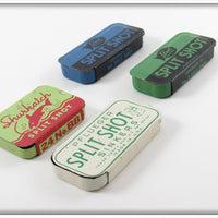 Ideal, Shurkatch & Pflueger Split Shot Tin Lot Of Four