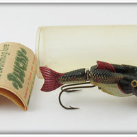 Vintage Plucky Black & Red Fish Lure In Tube With Paper