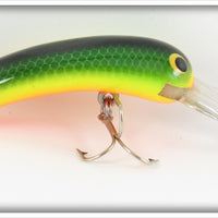 Vintage Bagley Hot Green On Chartreuse Smoo #2 Lure