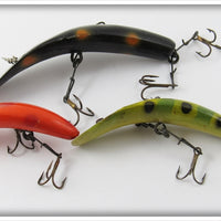 Helin Frog, Black, & Orange Flatfish Lot Of Three