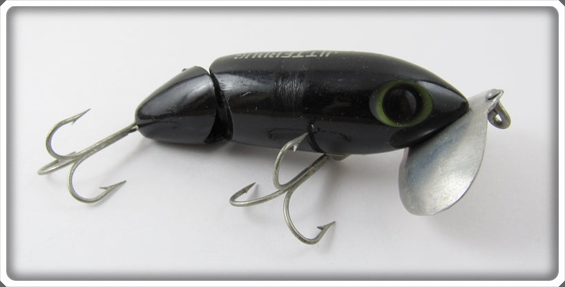 Vintage Fred Arbogast Solid Black Jointed Jitterbug Lure