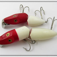 Heddon Red Head White Jointed River Runt Pair
