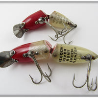 Heddon Red Head White Jointed River Runt Pair