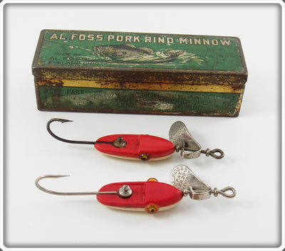 Vintage Al Foss Red Oriental Wiggler Lure Pair In One Tin