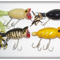 Arbogast Hula Popper Lot: Lum, Black, Yellow Shore, And Coachdog