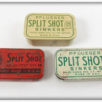 Montgomery Ward & Pflueger Split Shot Tin Lot Of Three