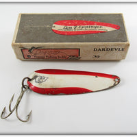 Vintage Lou Eppinger Red & White Dardevle Lure In Box