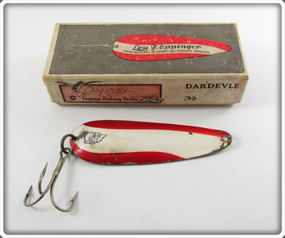 Vintage Lou Eppinger Red & White Dardevle Lure In Box