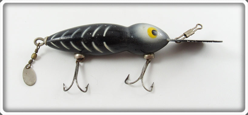 Vintage Whopper Stopper Black White Stripes Hellbender Lure 