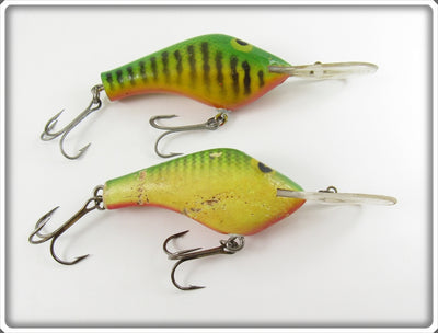 Vintage Poe's Green Crawdad Crankbait Lure Pair