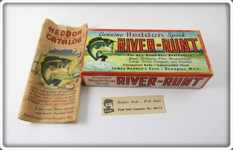 Vintage Heddon Pike Scale Jointed River Runt Empty Box 9430M 