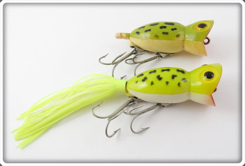Vintage Fred Arbogast Frog Spot Hula Popper Lure Pair